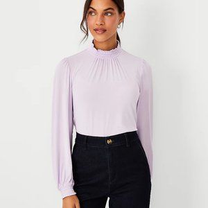 Metallic Button Back Smocked Top